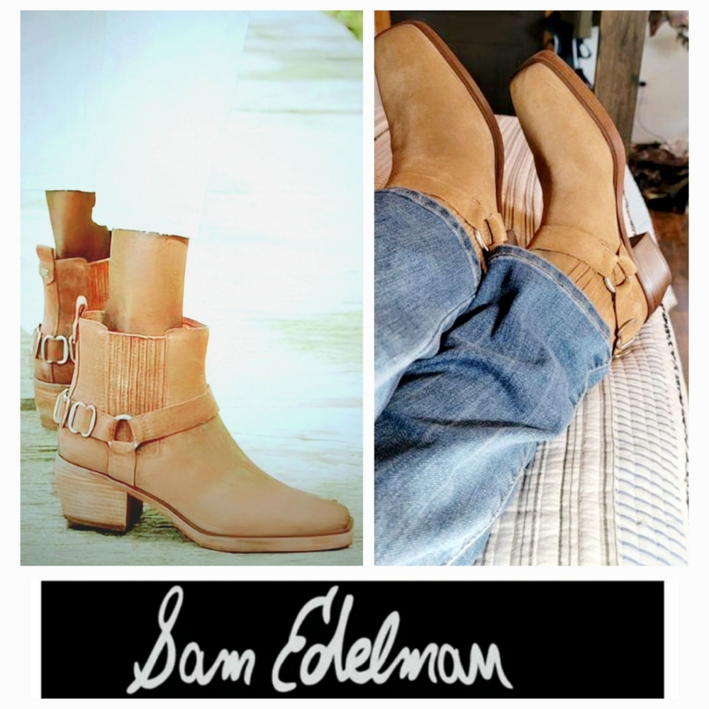 Western Chic Sam Edelman Suede Harness Chelsea Booties